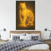 Golden Flame Tiger – Fantasy Art Painting Canvas Afdruk (Insitu (Slaapkamer))