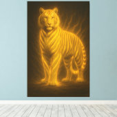 Golden Flame Tiger – Fantasy Art Painting Canvas Afdruk (Insitu (Houten vloer))