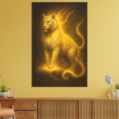 Golden Flame White Tiger – Divine Spirit Guardian Canvas Afdruk (Insitu (Woonkamer))