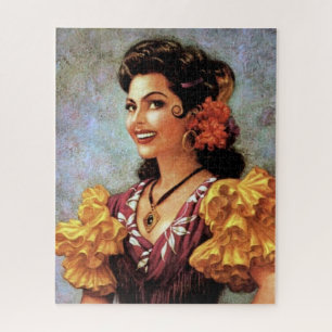 Golden Flamenco Beauful Mexican Calendar Girl Legpuzzel
