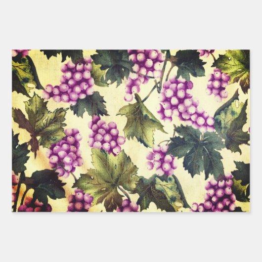 Golden Flare, Crimson Nouveau en Grapes & Vines Inpakpapier Vel (Voorkant 3)