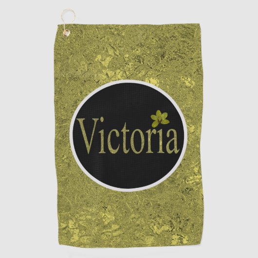 Golden Flecks Victoria Naam Design, Golfhanddoek (Voorkant)