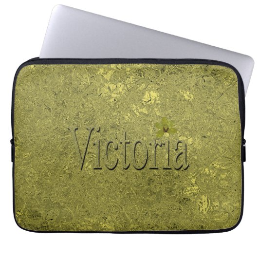 Golden Flecks Victoria Naam Design, Laptop Sleeve (Voorkant)