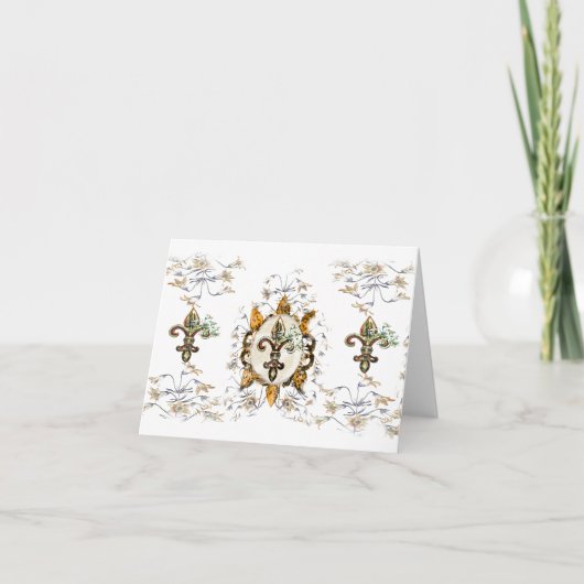 Golden Fleur De Li Note Cards Kaart (Voorkant)
