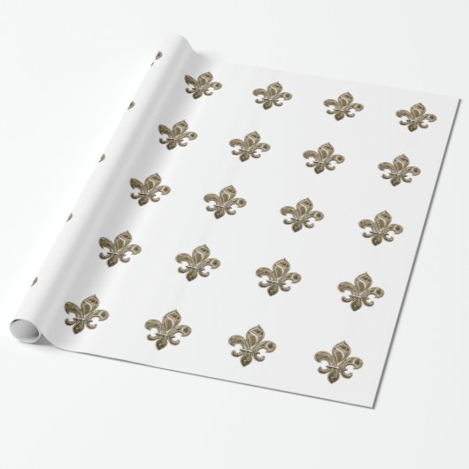 Golden Fleur de Lis achtergrondkleur Cadeaupapier (Uitgerold)