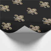 Golden Fleur de Lis achtergrondkleur Cadeaupapier (Hoek)