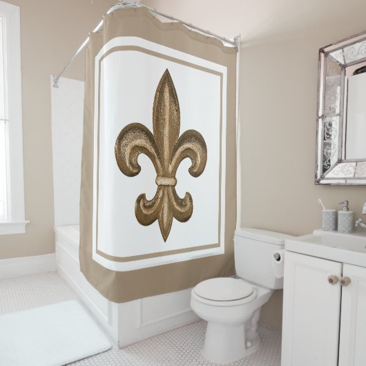 Golden Fleur de Lis Custom Douchegordijn (In situ)