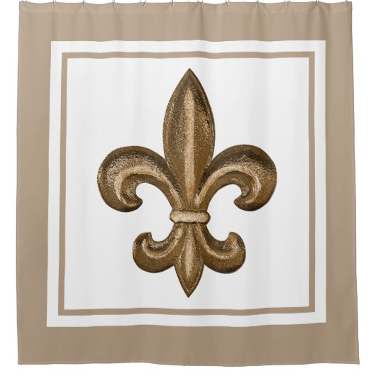 Golden Fleur de Lis Custom Douchegordijn (Voorkant)