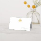 Golden Fleur de Lis Damask Pattern Plaatskaartje (Voorkant)