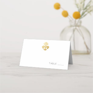 Golden Fleur de Lis Damask Pattern Plaatskaartje