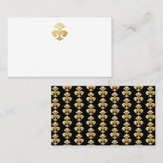 Golden Fleur de Lis Damask Reception Place Card Plaatskaartje (Voorkant / Achterkant)