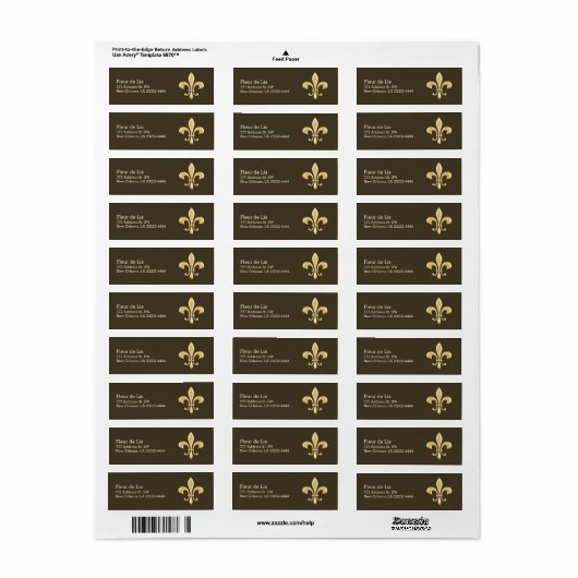 Golden Fleur De Lis Etiket (Full Sheet)