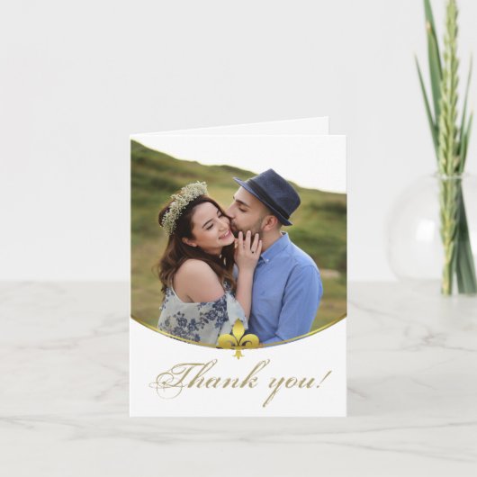 Golden Fleur de Lis Foto Weddenschap Hartelijk dan Bedankkaart (Voorkant)