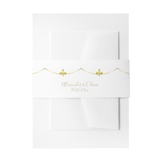 Golden Fleur de Lis Invitation Belly Band Uitnodigingen Wikkel (Voorkant Voorbeeld)