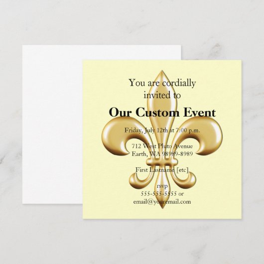 Golden Fleur De Lis Kaart (Voorkant / Achterkant)