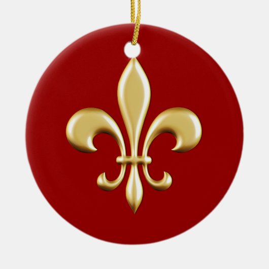 Golden Fleur De Lis Keramisch Ornament (Voorkant)