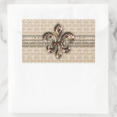 Golden Fleur De Lis met het Cream Damask Pattern Rechthoekige Sticker (Tas)