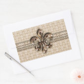 Golden Fleur De Lis met het Cream Damask Pattern Rechthoekige Sticker (Envelop)