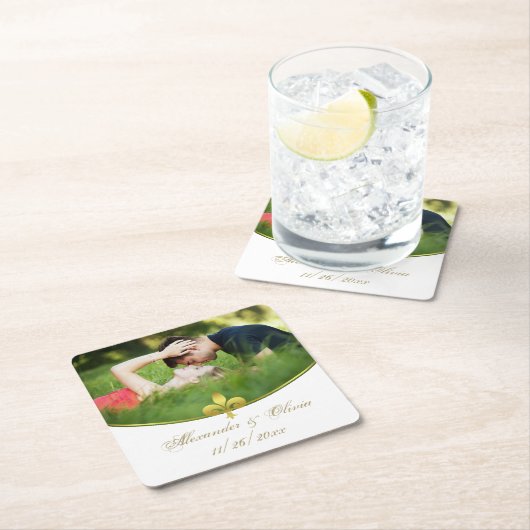 Golden Fleur de Lis Onderzetters voor fotoweddensc (Insitu)