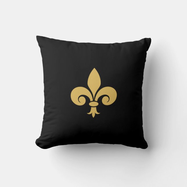 Golden Fleur de Lis op Black Kussen (Voorkant)