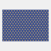 Golden Fleur de Lis op Blue, Golden & Paars Inpakpapier Vel (Voorkant 3)