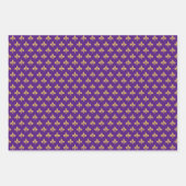 Golden Fleur de Lis op Blue, Golden & Paars Inpakpapier Vel (Voorkant 2)