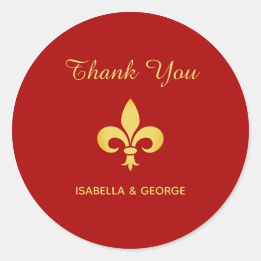 Golden Fleur de Lis op Crimson Red Ronde Sticker (Voorkant)