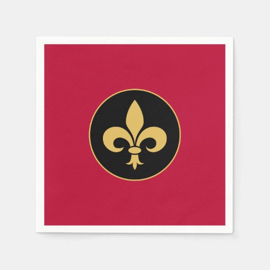 Golden Fleur-de-Lis op Crimson Red Servet (Voorkant)