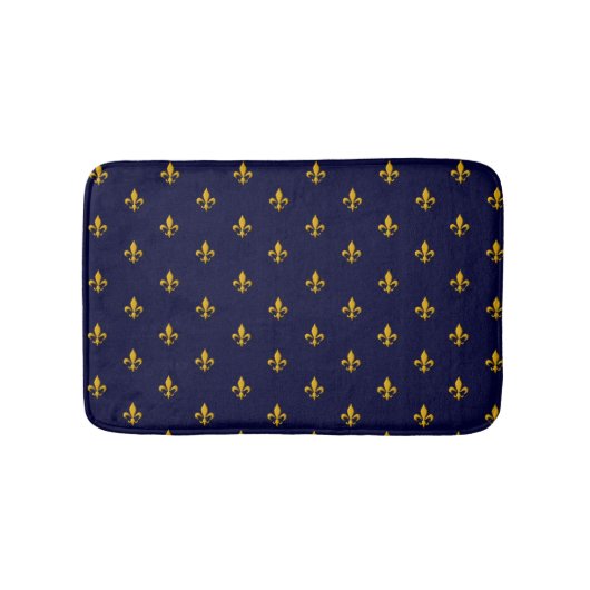 Golden Fleur de Lis op Navy Blue Badmat (Voorkant)