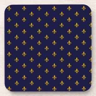 Golden Fleur de Lis op Navy Blue Bier Onderzetter