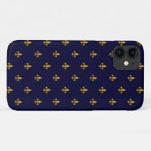 Golden Fleur de Lis op Navy Blue Case-Mate iPhone Case (Achterkant (horizontaal))