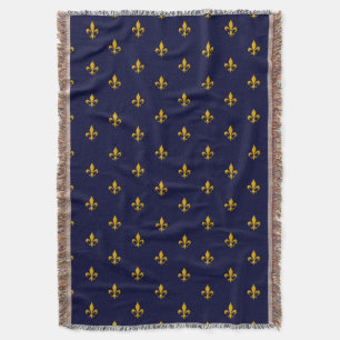 Golden Fleur de Lis op Navy Blue Deken