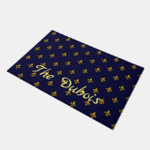 Golden Fleur de Lis op Navy Blue Deurmat (Schuin)