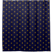 Golden Fleur de Lis op Navy Blue Douchegordijn (Voorkant)