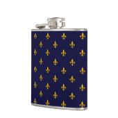 Golden Fleur de Lis op Navy Blue Heupfles (Links)