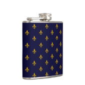 Golden Fleur de Lis op Navy Blue Heupfles (Rechts)