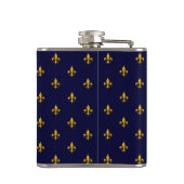 Golden Fleur de Lis op Navy Blue Heupfles (Achterkant)