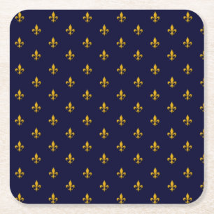 Golden Fleur de Lis op Navy Blue Kartonnen Onderzetters