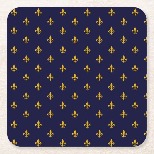 Golden Fleur de Lis op Navy Blue Kartonnen Onderzetters (Voorkant)