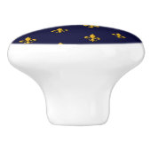 Golden Fleur de Lis op Navy Blue Keramische Knop (Zijkant)
