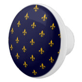 Golden Fleur de Lis op Navy Blue Keramische Knop (Rechts)