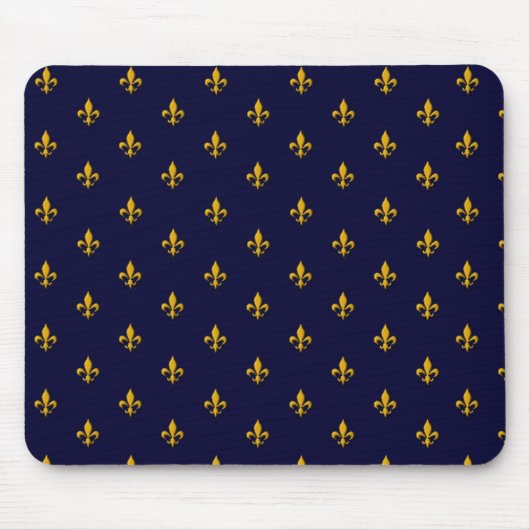 Golden Fleur de Lis op Navy Blue Muismat (Voorkant)