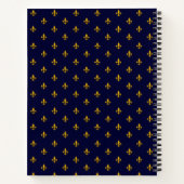 Golden Fleur de Lis op Navy Blue Notitieboek (Achterkant)