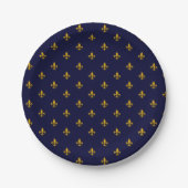 Golden Fleur de Lis op Navy Blue Papieren Bordje (Voorkant)