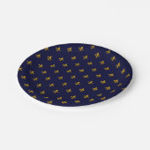 Golden Fleur de Lis op Navy Blue Papieren Bordje (Gekanteld)