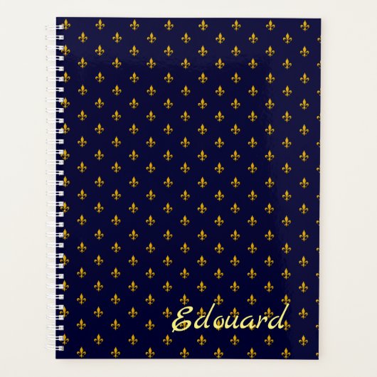 Golden Fleur de Lis op Navy Blue Planner (Voorkant)