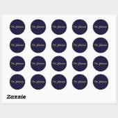 Golden Fleur de Lis op Navy Blue Ronde Sticker (Vel)