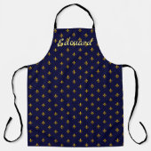 Golden Fleur de Lis op Navy Blue Schort (Voorkant)