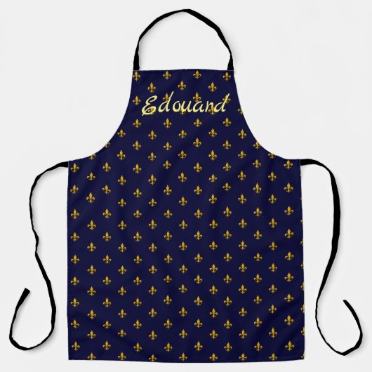 Golden Fleur de Lis op Navy Blue Schort (Voorkant)
