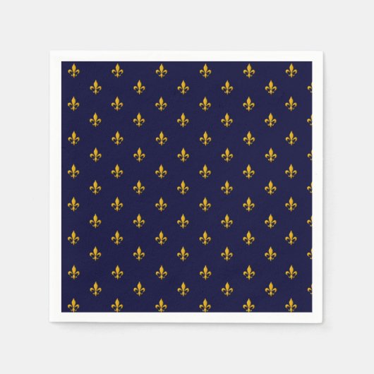 Golden Fleur de Lis op Navy Blue Servet (Voorkant)